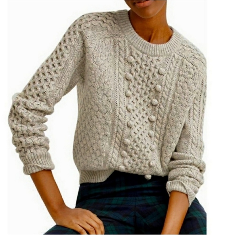 J Crew chunky popcorn cable knit sweater